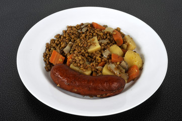 saucisse au lentilles