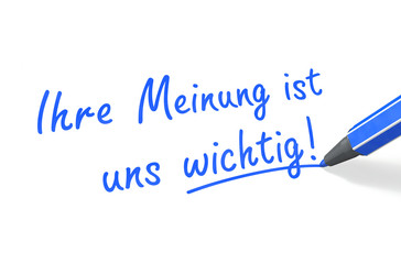 Ihre Meinung ist uns wichtig! blau