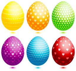 Set 6 Easter Eggs Hearts Colour