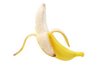 Obraz premium Open banana isolated on white background