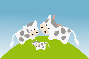 Cute cow family