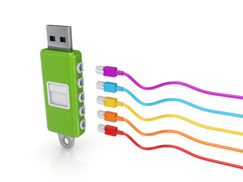 Green flash mamory and colorful patchcord.