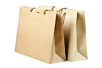 Two  shopping bags isolated on white (wit clipping path)