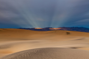 Fototapeta na wymiar Sunbeams and desert.
