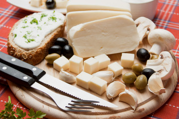 Cheese and olives breakfast