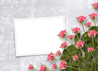 Card for congratulation or invitation with bunch of flowers