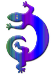 Grün/blau/violett gestreifter Gecko