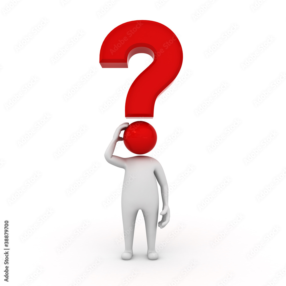 Aufkleber 3d man character with red question mark