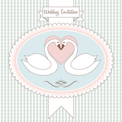 Love swan. Postcard, greeting card or wedding invitation