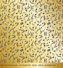 eps Vector image: sixteenth note　GOLD gradation 3