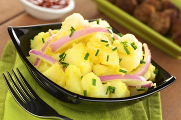 Potato salad with onions prepared in Swabian-Style