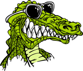 Fototapeta premium Gator or Alligator Wearing Sunglasses Mascot Cartoon