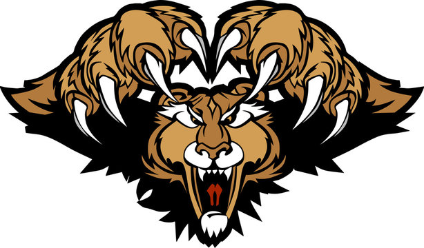 Cougar Puma Mascot Pouncing Graphic Illustration.