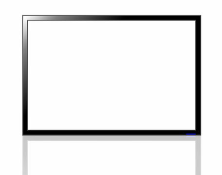 Black LED TV screen isolated on white background