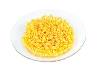 Macaroni in a transparent plate