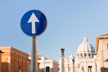 Road sign - direct to St Peter Basilica, Rome