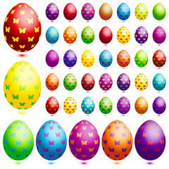 Set Of 42 Easter Eggs Butterflies Colour