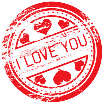 Carimbo com mensagem rom&acirc;ntica - I Love you