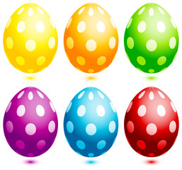 Set 6 Easter Eggs Dots Colour
