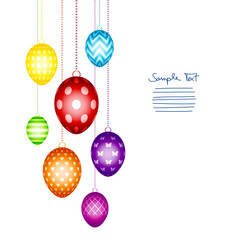 Easter Card Set 7 Hanging Easter Eggs Colour