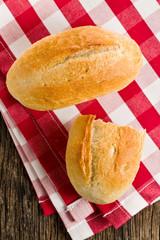 the bun on checkered napkin