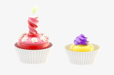 Two glossy cakes isolated