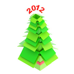 Christmas tree made of cardboard boxes