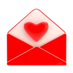 Love letter emblem as red envelope with heart