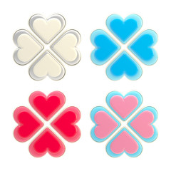 Set of four luck and love symbols isolated
