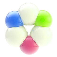 Abstract composition made of glossy spheres