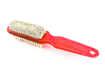 Red bath brush with bristle and pumice