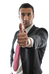 Businessmen making his thumb up saying OK