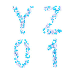 Valentine day love alphabet made of hearts