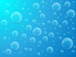 Water drops on blue background. Vector illustration.