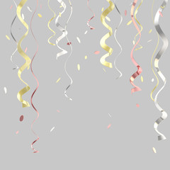 Ribbons and confetti background isolated