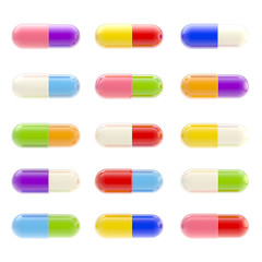 Icon-like set of  pills isolated on white