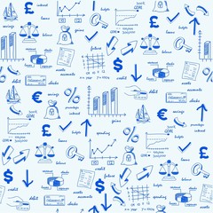 Hand Drawn Seamless Finance Icons