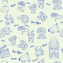 Hand Drawn Seamless Movies Icons
