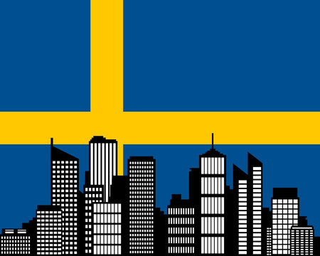 City und Fahne von Schweden