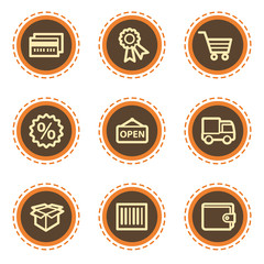 Shopping web icons set 2, vintage buttons