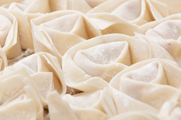 uncooked chinese meat dumpling