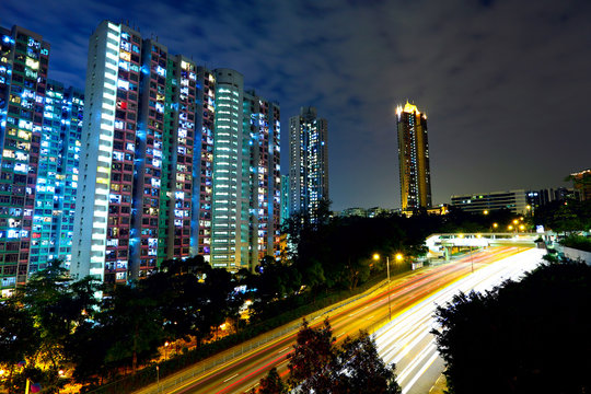 urban with traffic at night