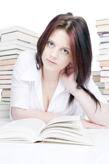 Close-up Of A Teenage Girl Relaxing With Her Books