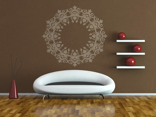 Wohndesign - modernes Sofa vor brauner Wand