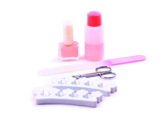 Naklejka premium Pedicure kit isolated on white background