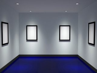 Obraz premium The big gallery with empty black frames