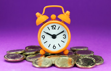 Orange, Purple Time Money Clock