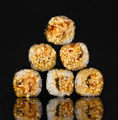Tasty rolls isolated on black