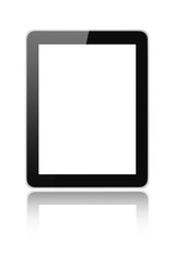 Black tablet pc on white background with screen clipping path in