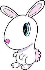Cute White Bunny Rabbit Vector Illustration Art